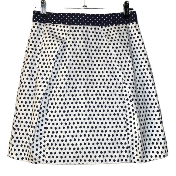 ZARA Pleated Nautical Shell Dotted Print Mini Skirt Pockets XS Navy Blue White - Picture 1 of 7